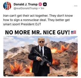 ادعای ترامپ همزمان با انتشار عکس عجیبی از خود: ایران بلد نیست چگونه توافق غیر هسته‌ای امضا کند